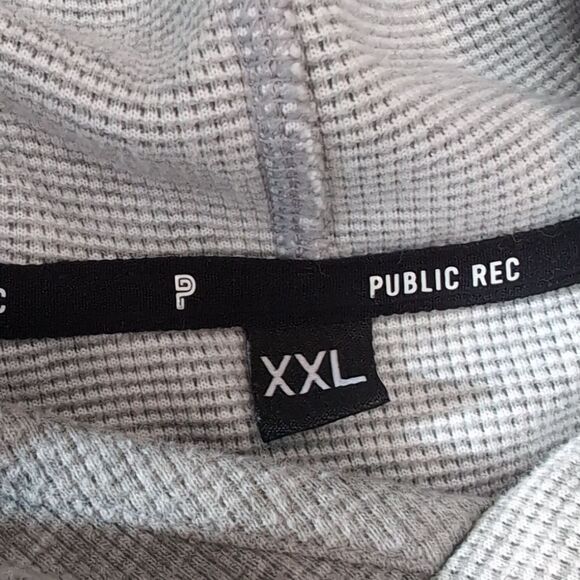 Public Rec Gray Waffle Thermal Knit Long Sleeve Hooded Shirt Sz X… - Picture 4 of 10